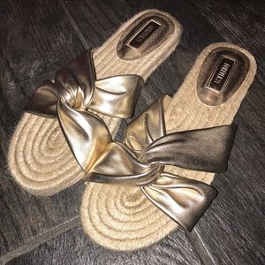 Forever 21 Gold slide sandals size 8